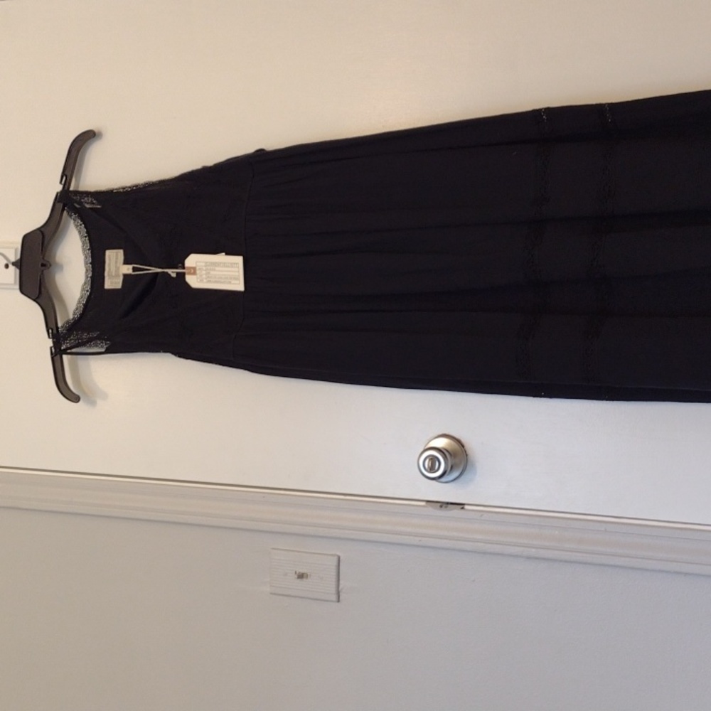 NWT Current/Elliott Black The Lace Maxi Dress size 0
